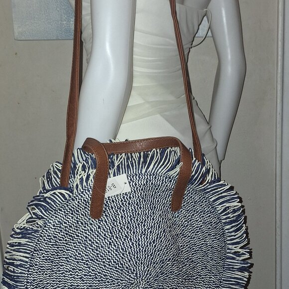 Round Straw Bags Women Rattan Handbags Handmade Woven Tote Wicker Shoul - Picture 7 of 11